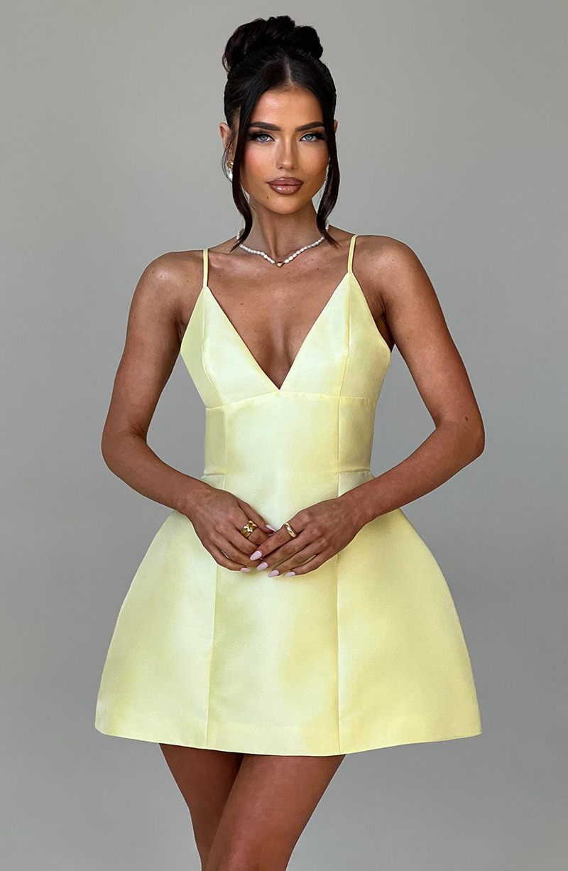 Babyboo Nicole Mini Dress Lemon USA | 357-ILGVAZ