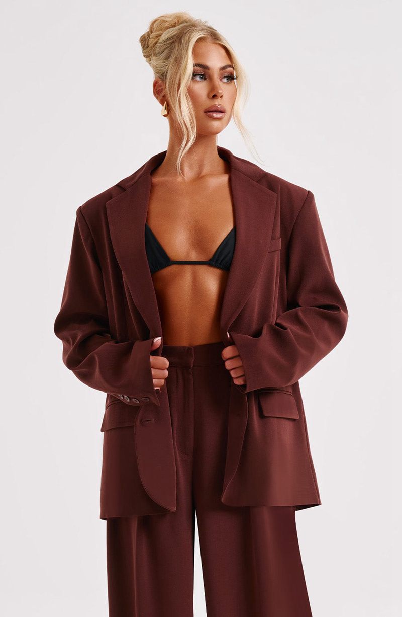 Babyboo Noa Oversized Suit Jacket Brown USA | 097-XWONBZ