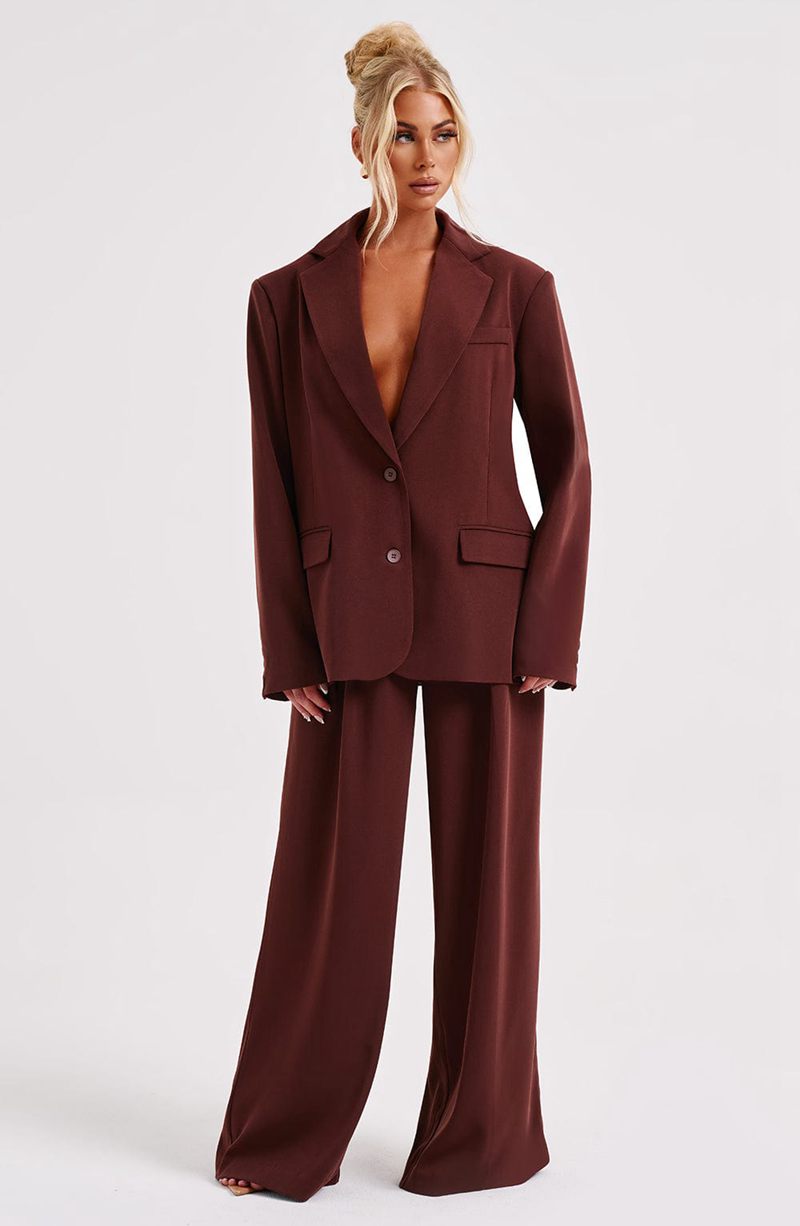 Babyboo Noa Oversized Suit Jacket Brown USA | 097-XWONBZ