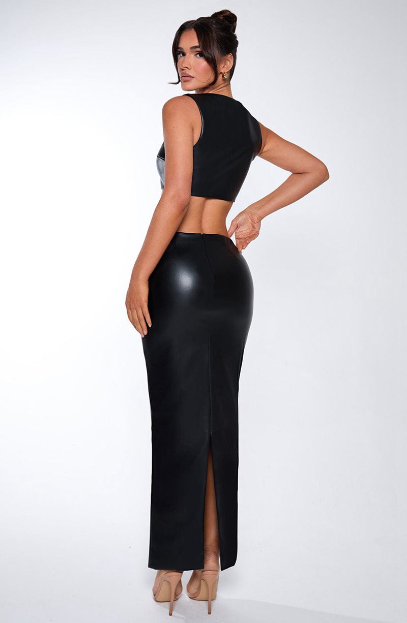 Babyboo Odetta Maxi Skirt Black USA | 682-PVFKQD