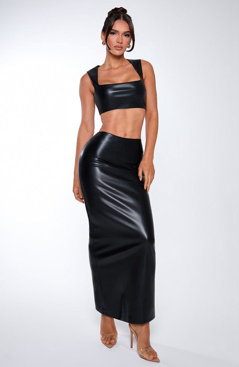 Babyboo Odetta Maxi Skirt Black USA | 682-PVFKQD