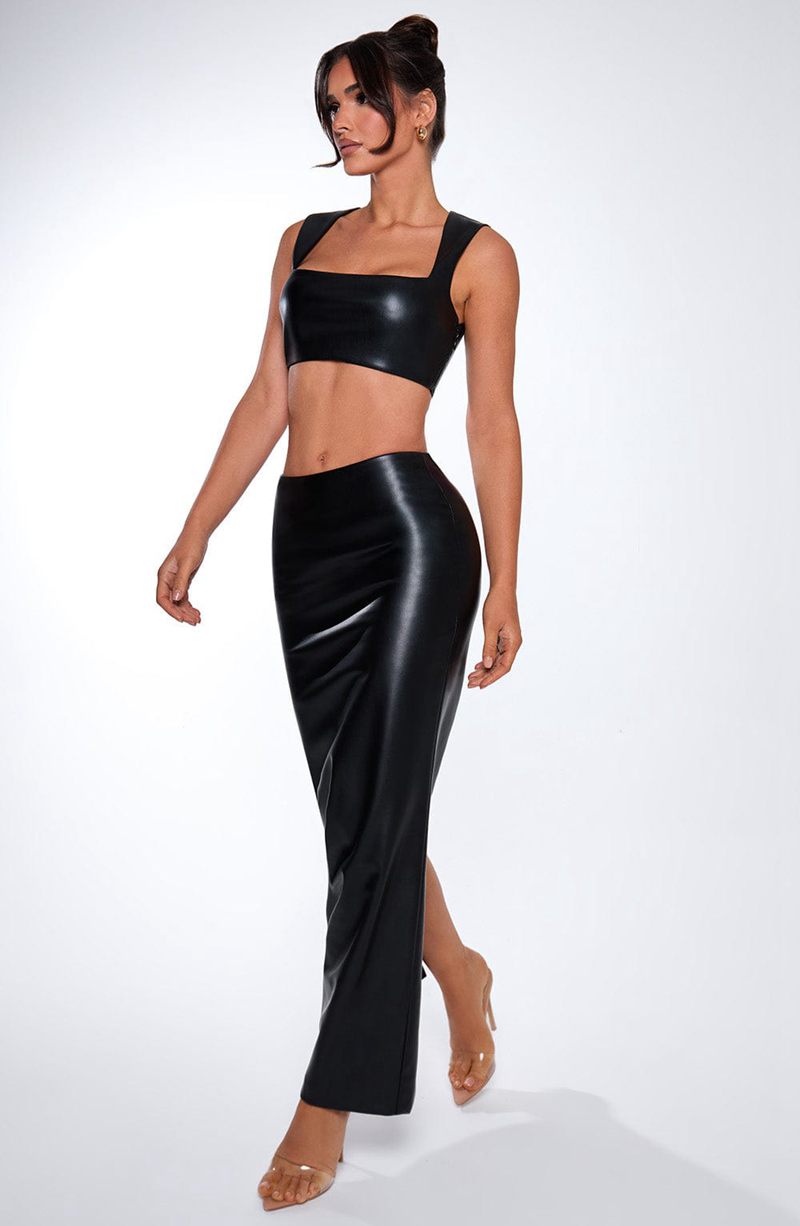 Babyboo Odetta Maxi Skirt Black USA | 682-PVFKQD