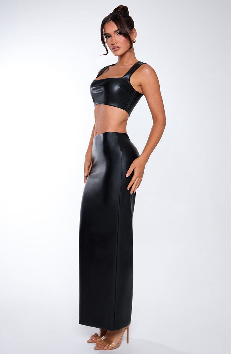 Babyboo Odetta Maxi Skirt Black USA | 682-PVFKQD