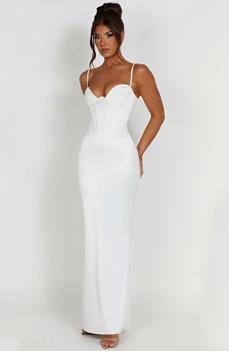 Babyboo Onika Maxi Dress White USA | 714-UTSFYN