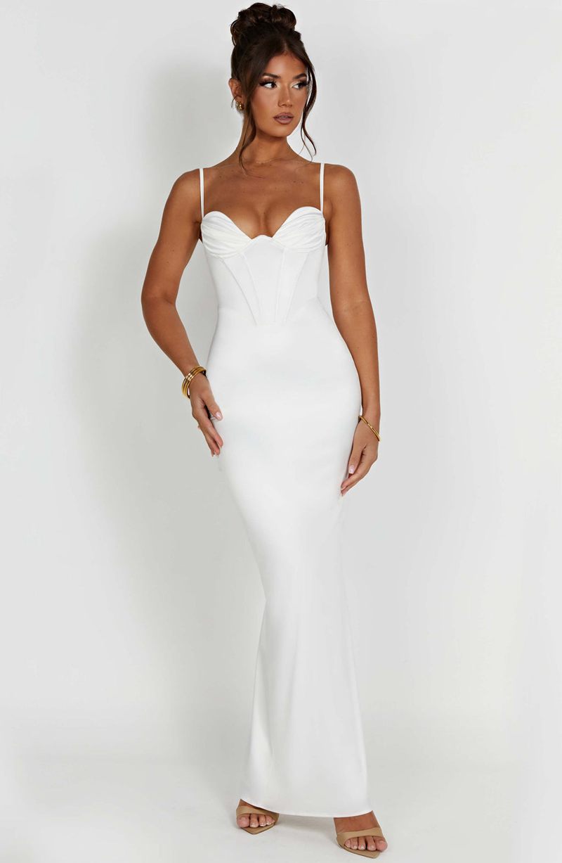 Babyboo Onika Maxi Dress White USA | 714-UTSFYN