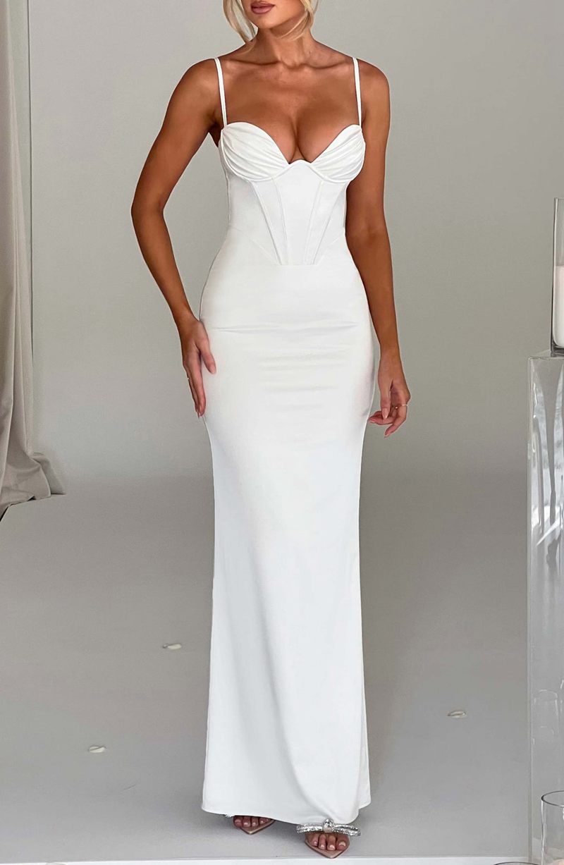 Babyboo Onika Maxi Dress White USA | 714-UTSFYN