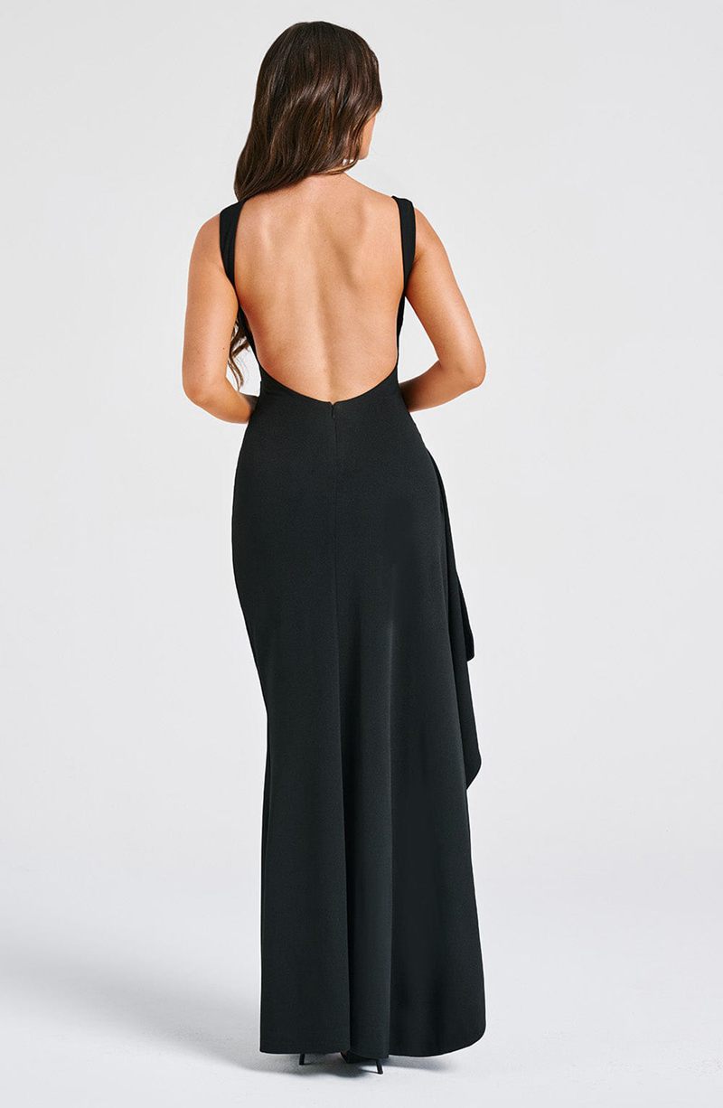 Babyboo Pandora Maxi Dress Black USA | 891-ELAJVQ