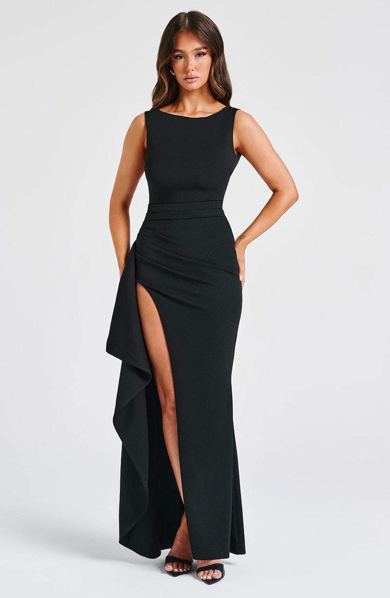 Babyboo Pandora Maxi Dress Black USA | 891-ELAJVQ