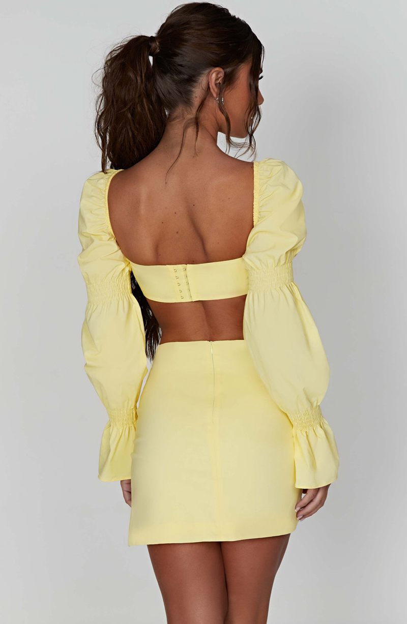 Babyboo Perla Mini Skirt Lemon USA | 976-AHLVZP