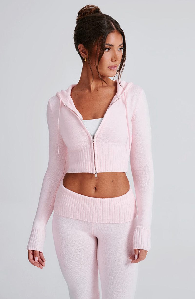 Babyboo Portia Knit Hoodie Pink USA | 754-MIXLKZ