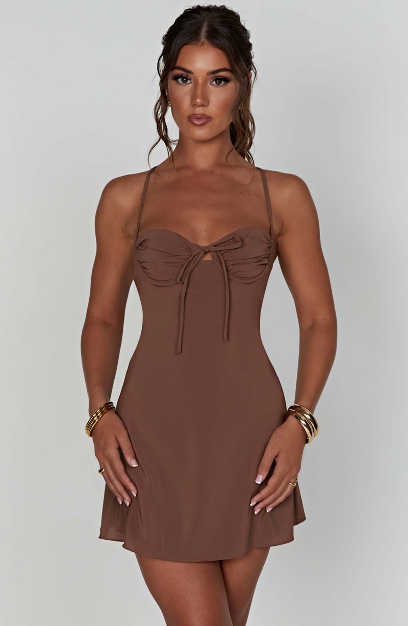 Babyboo Renee Mini Dress Chocolate USA | 691-AWOMXS