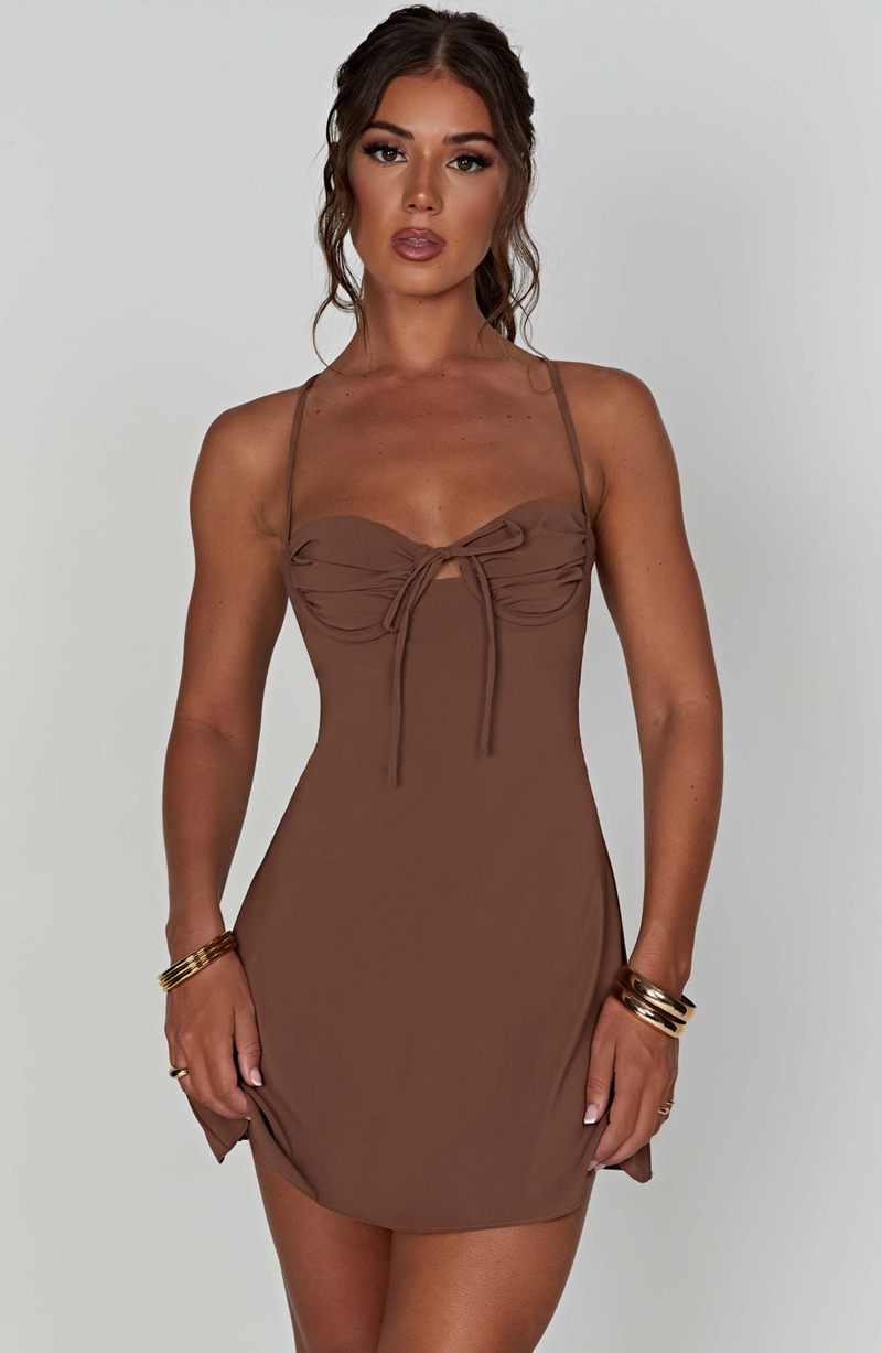 Babyboo Renee Mini Dress Chocolate USA | 691-AWOMXS