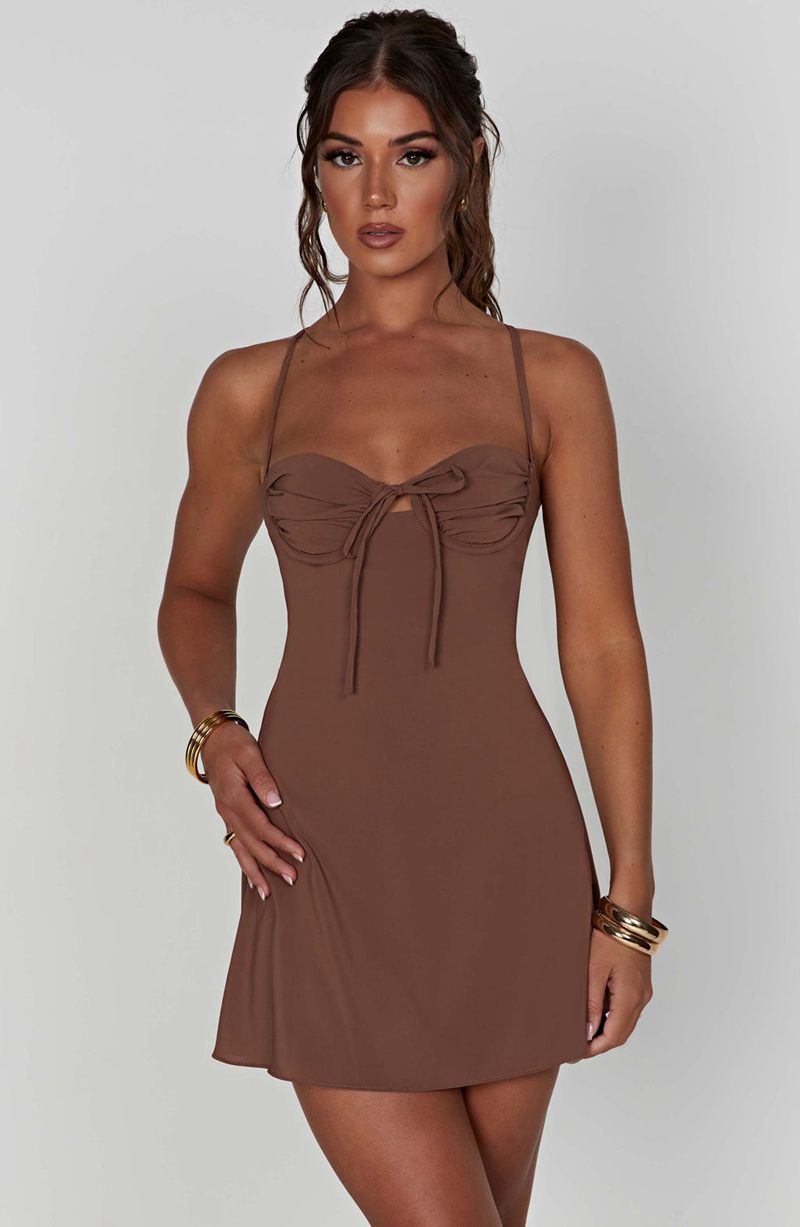 Babyboo Renee Mini Dress Chocolate USA | 691-AWOMXS