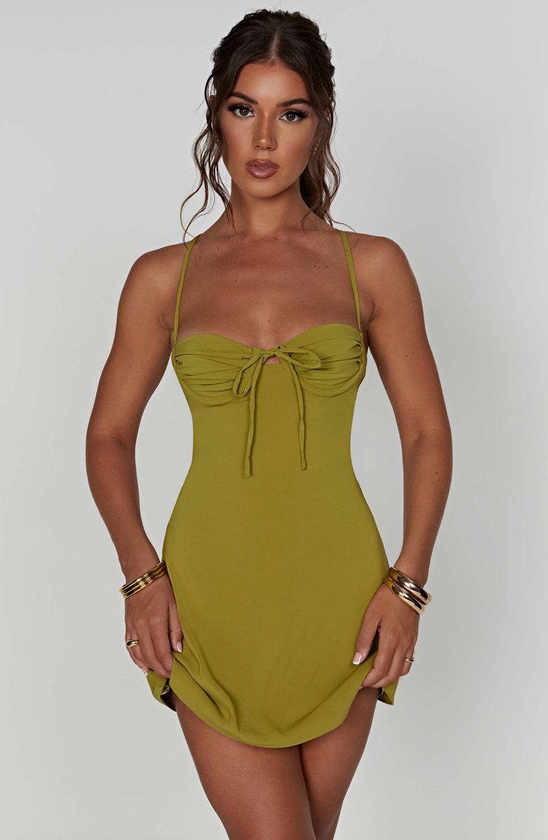 Babyboo Renee Mini Dress Green USA | 510-SHNALC