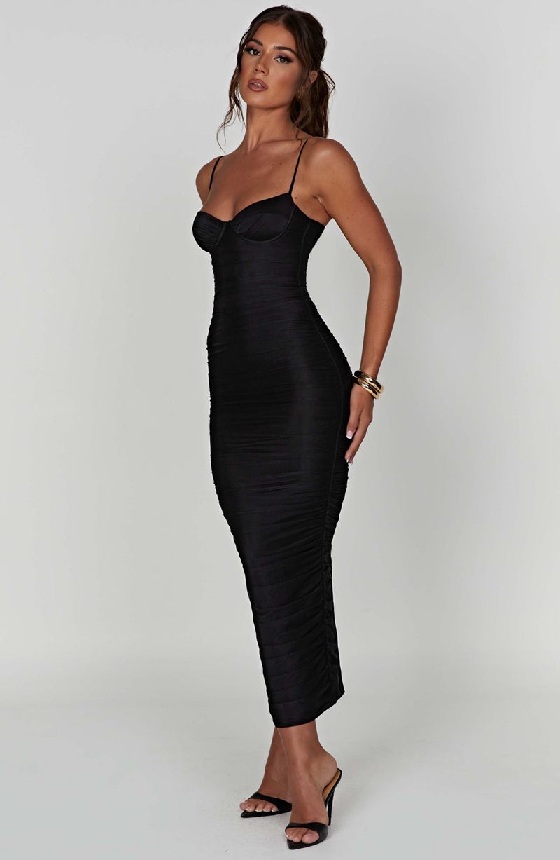 Babyboo Rochelle Maxi Dress Black USA | 175-MUKLPS