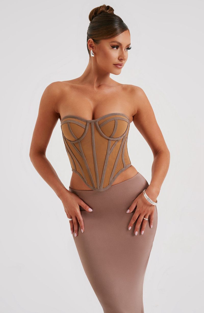 Babyboo Santanna Corset Chocolate Nude USA | 842-IXRTYQ