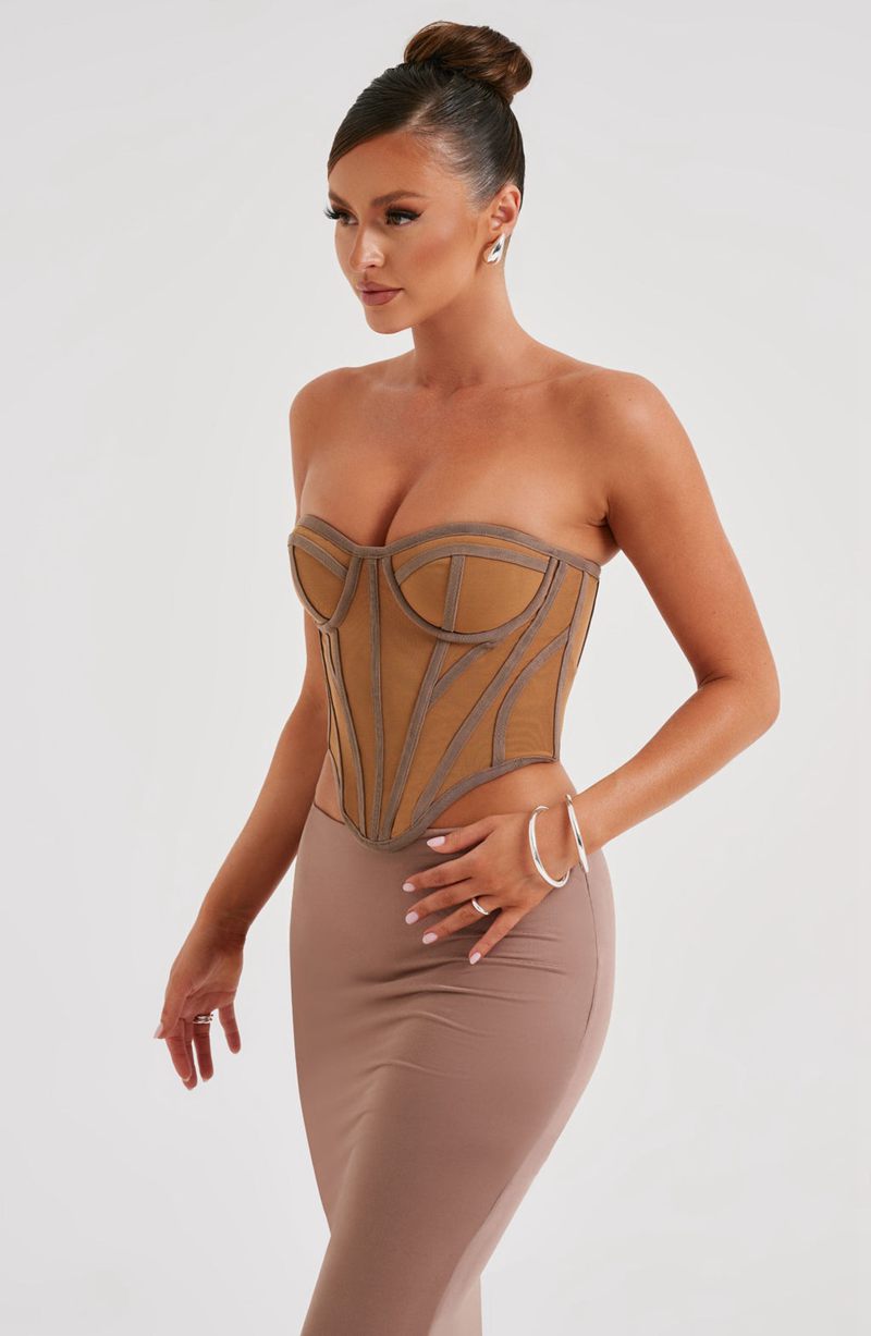 Babyboo Santanna Corset Chocolate Nude USA | 842-IXRTYQ