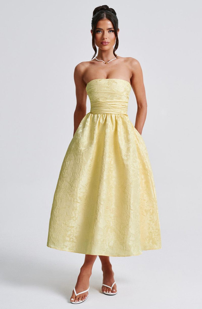 Babyboo Saoirse Midi Dress Lemon USA | 862-SNOKLH