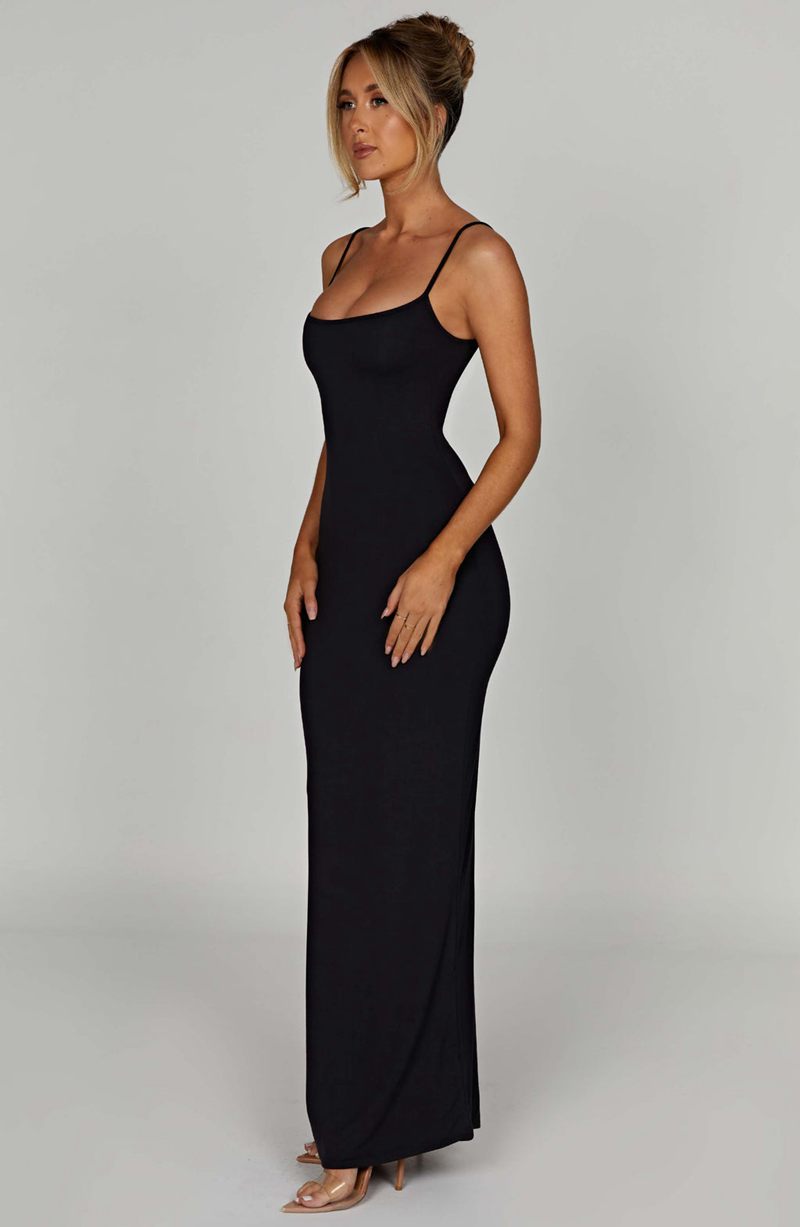 Babyboo Saskia Maxi Dress Black USA | 529-XFUDCJ