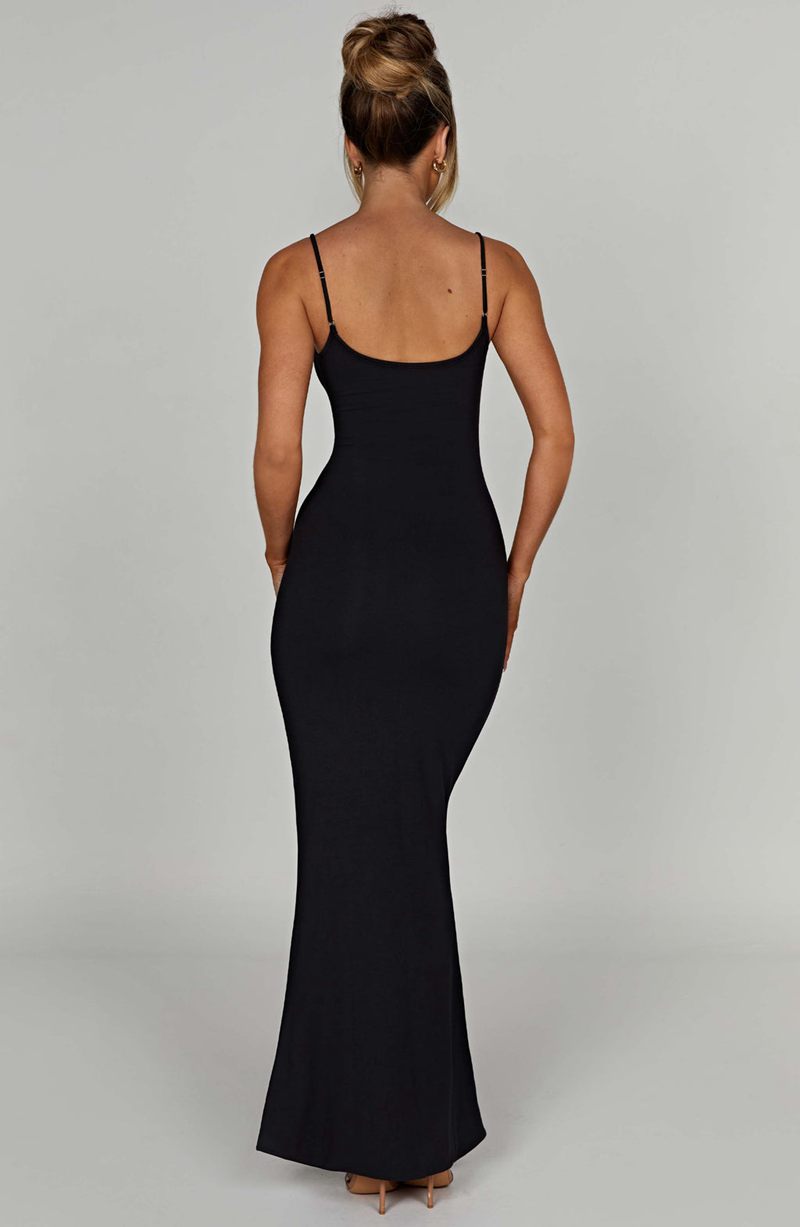 Babyboo Saskia Maxi Dress Black USA | 529-XFUDCJ