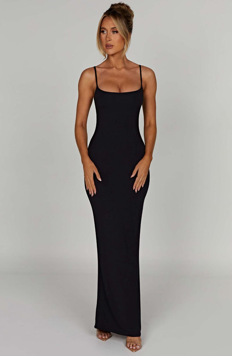 Babyboo Saskia Maxi Dress Black USA | 529-XFUDCJ