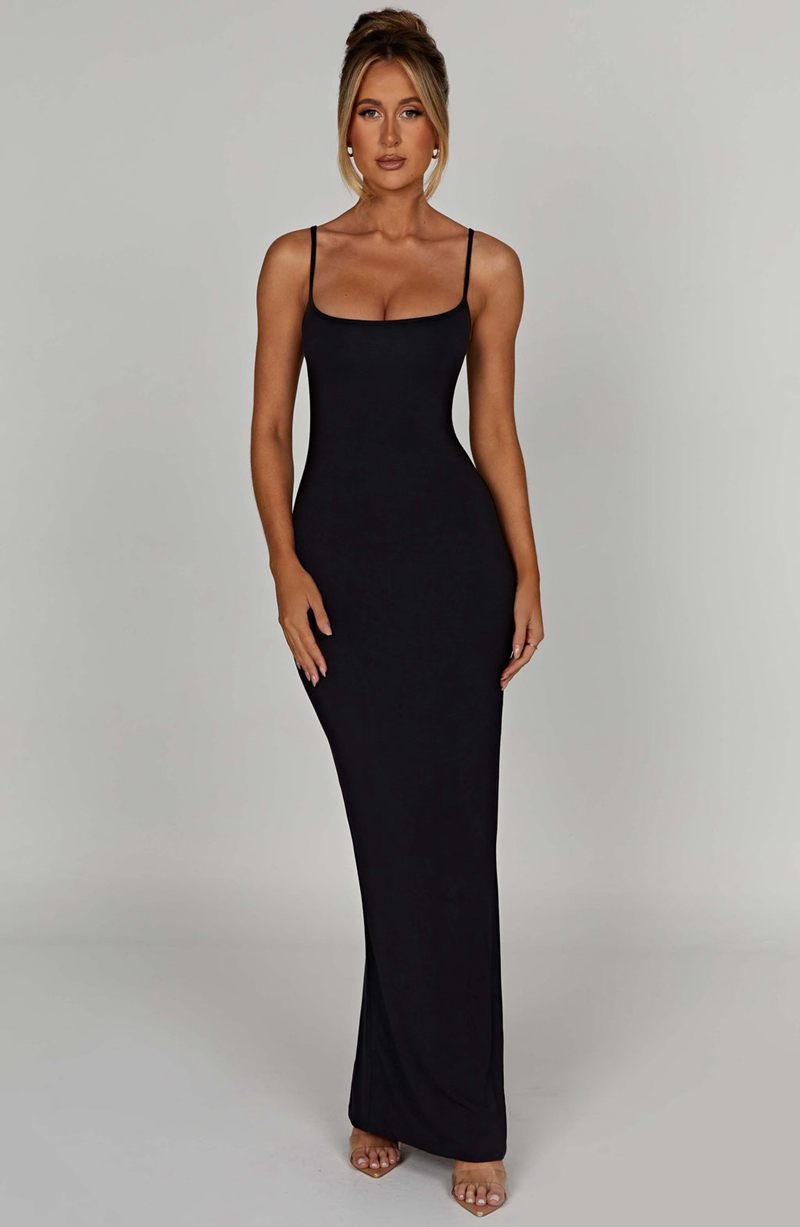 Babyboo Saskia Maxi Dress Black USA | 529-XFUDCJ