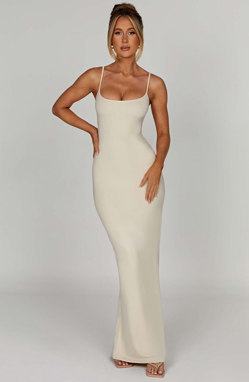 Babyboo Saskia Maxi Dress Cream USA | 378-MILDUF