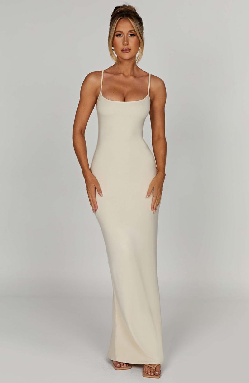 Babyboo Saskia Maxi Dress Cream USA | 378-MILDUF