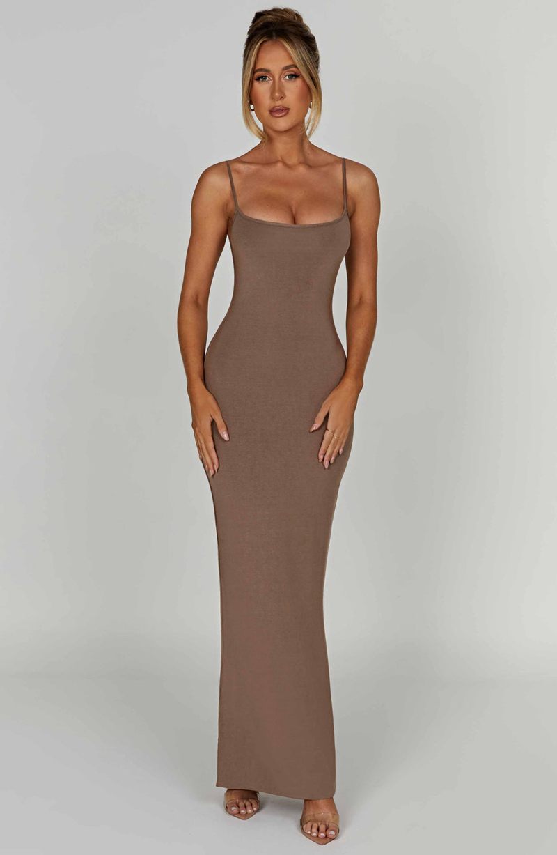 Babyboo Saskia Maxi Dress Mocha USA | 967-WPNSOB