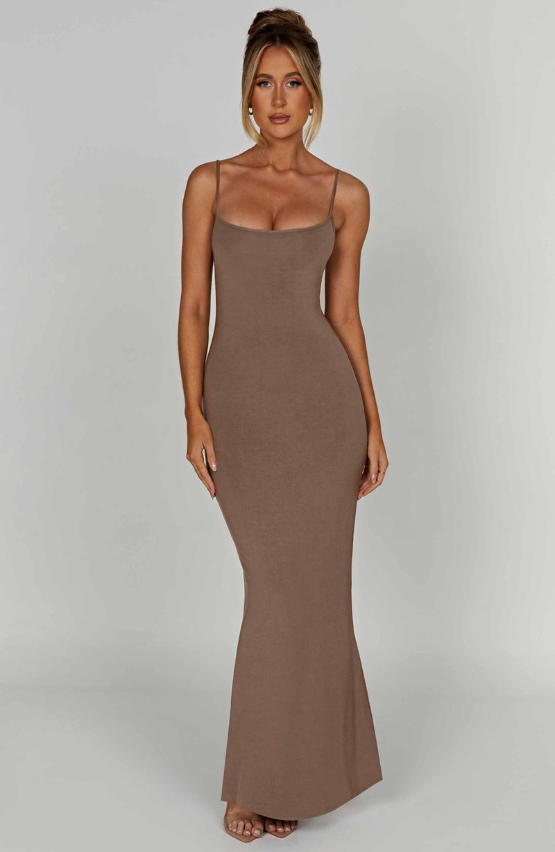 Babyboo Saskia Maxi Dress Mocha USA | 967-WPNSOB