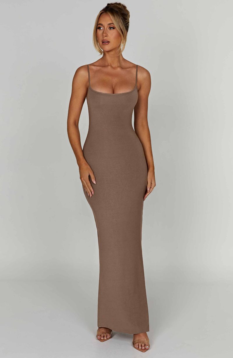 Babyboo Saskia Maxi Dress Mocha USA | 967-WPNSOB