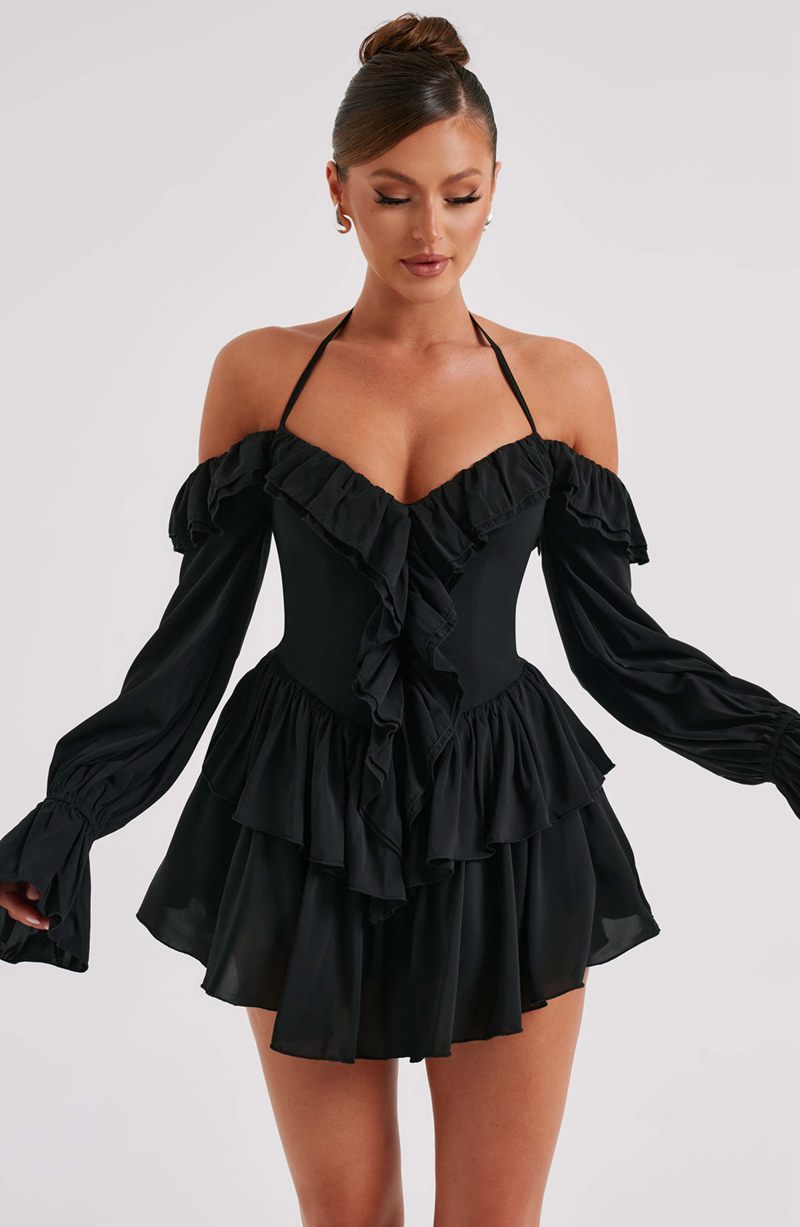 Babyboo Savanna Playsuit Black USA | 798-OGMVZX