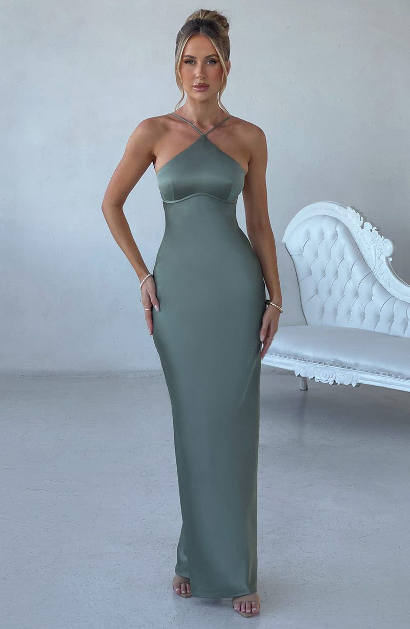 Babyboo Sinead Maxi Dress Sage USA | 142-UPKCLN