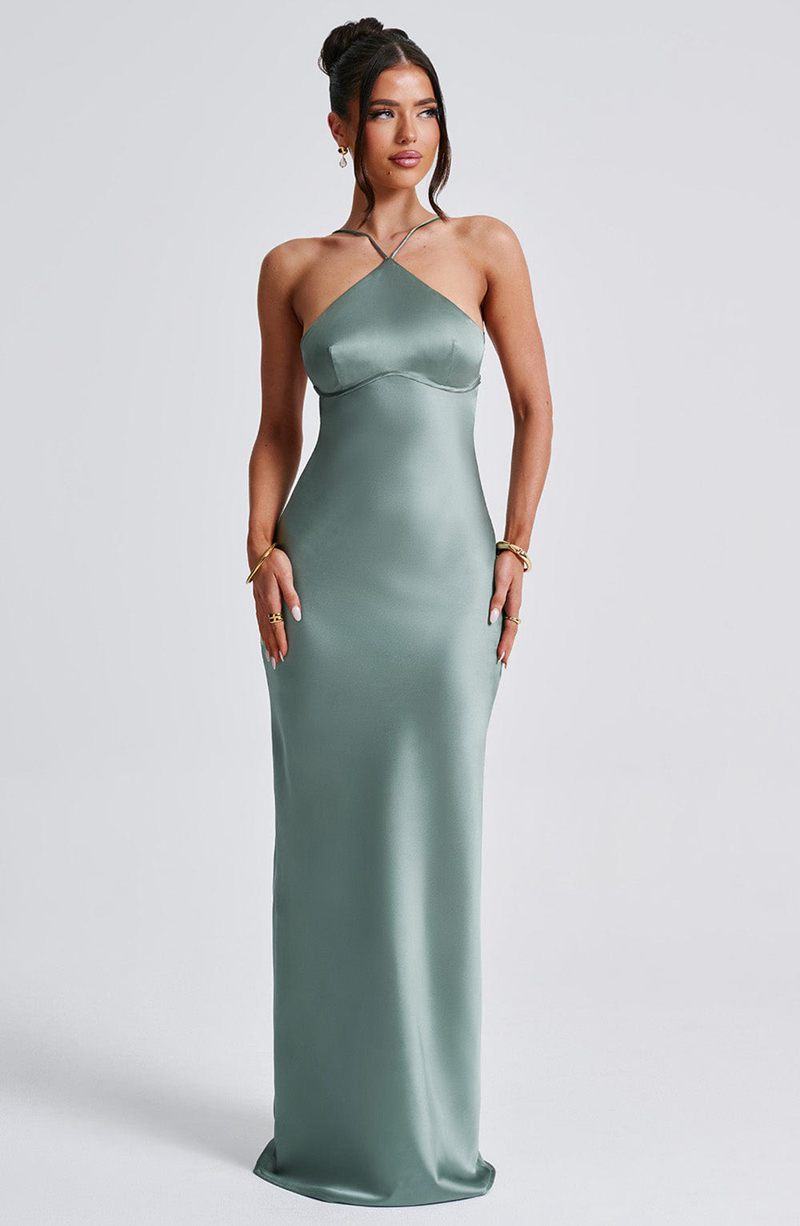 Babyboo Sinead Maxi Dress Sage USA | 142-UPKCLN