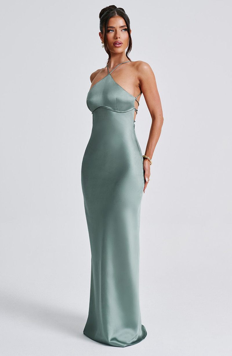 Babyboo Sinead Maxi Dress Sage USA | 142-UPKCLN