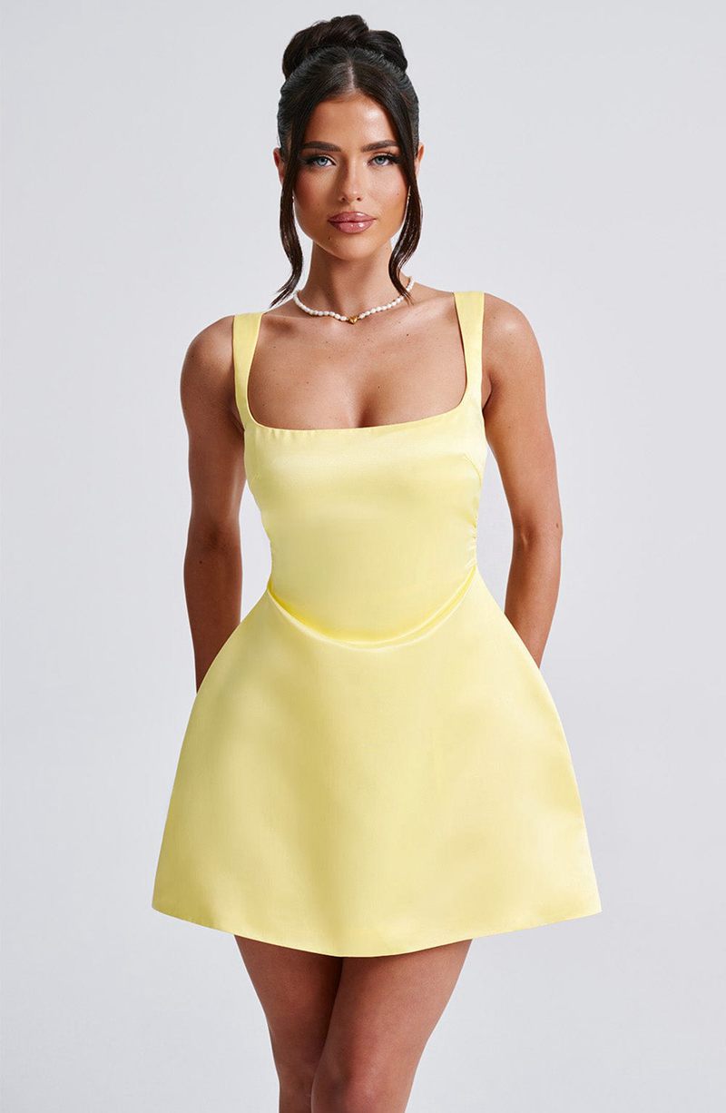 Babyboo Sofie Mini Dress Lemon USA | 269-SUFHZT