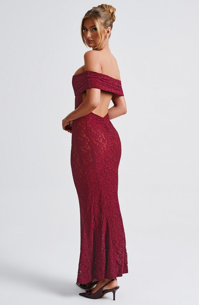 Babyboo Stephanie Maxi Dress Burgundy USA | 710-AFWURB