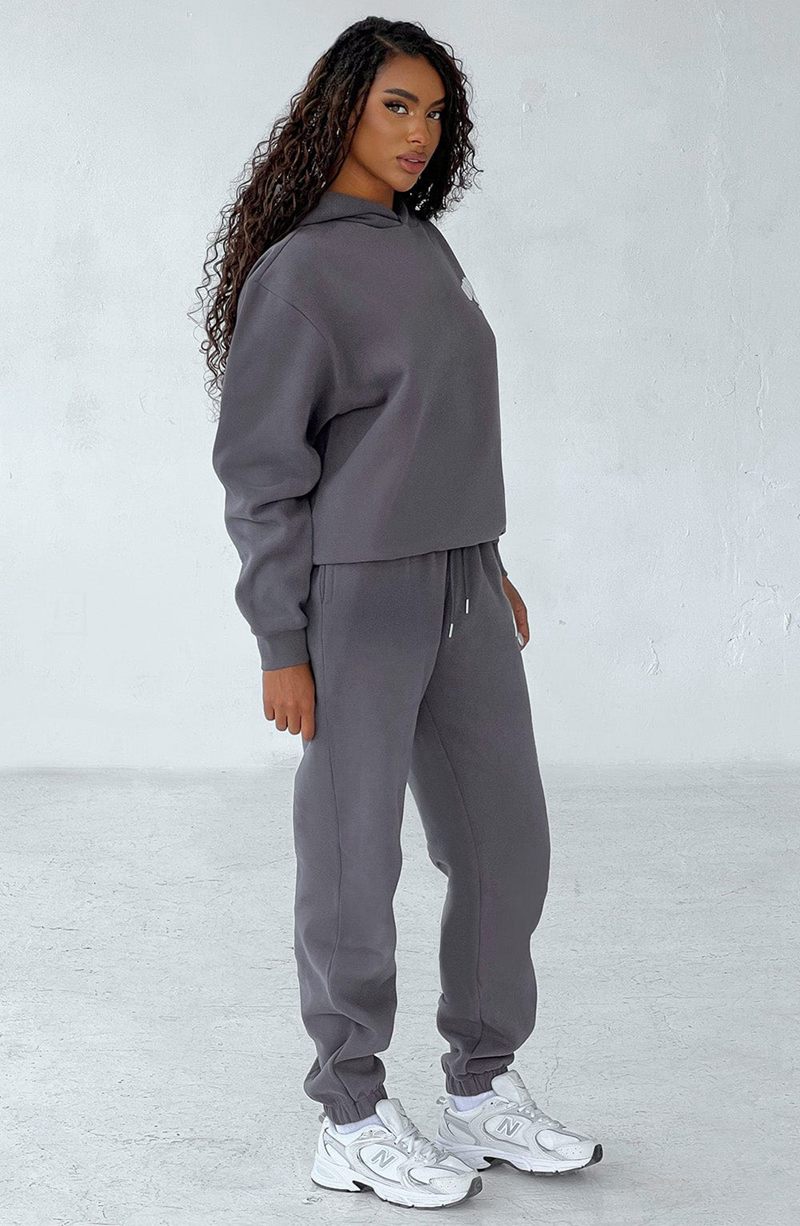 Babyboo Studio Hoodie Charcoal White USA | 194-EGQYBJ