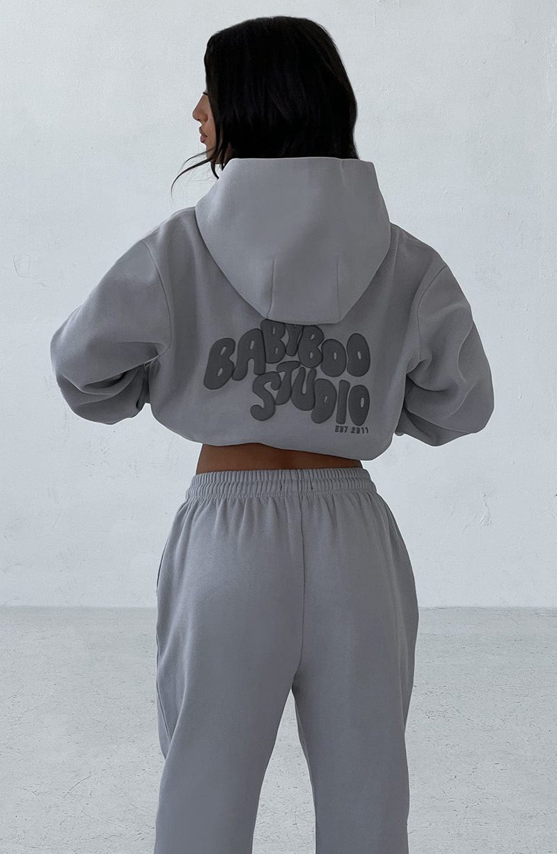 Babyboo Studio Hoodie Grey Charcoal USA | 019-IPWTOU