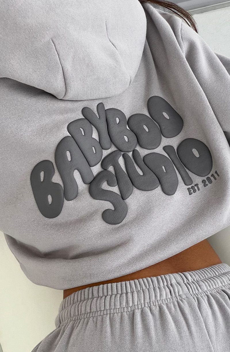 Babyboo Studio Hoodie Grey Charcoal USA | 019-IPWTOU