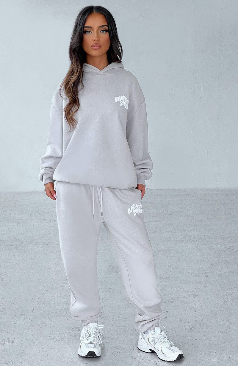 Babyboo Studio Hoodie Light Grey White USA | 217-VMQNLO