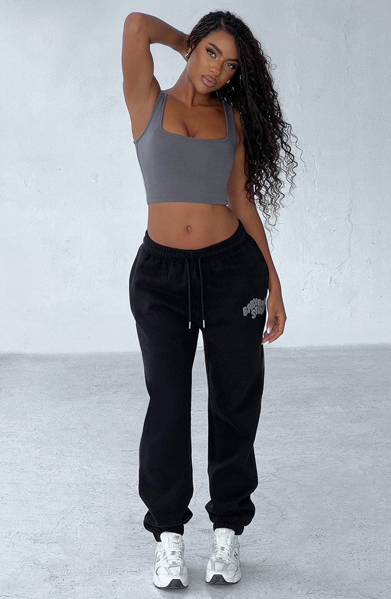 Babyboo Studio Sweatpants Black Charcoal USA | 510-ZJQGHI