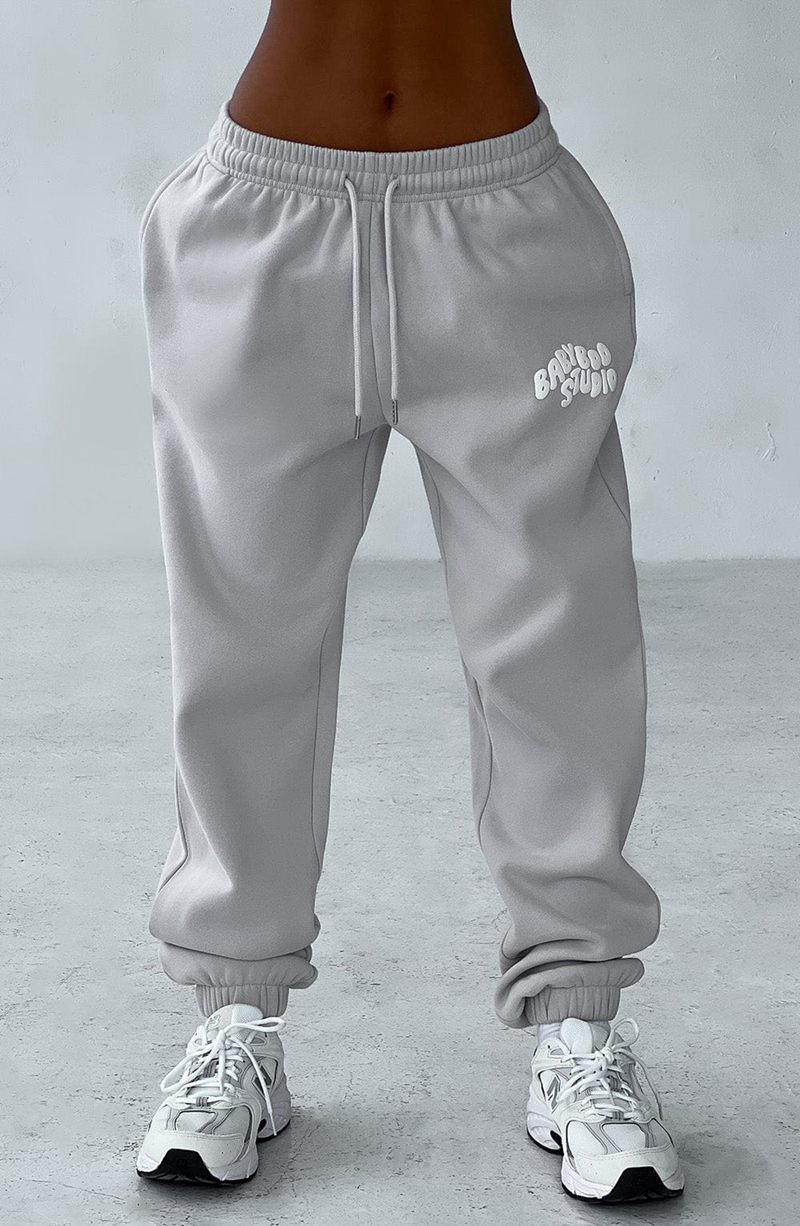 Babyboo Studio Sweatpants Light Grey White USA | 097-IRLMAE