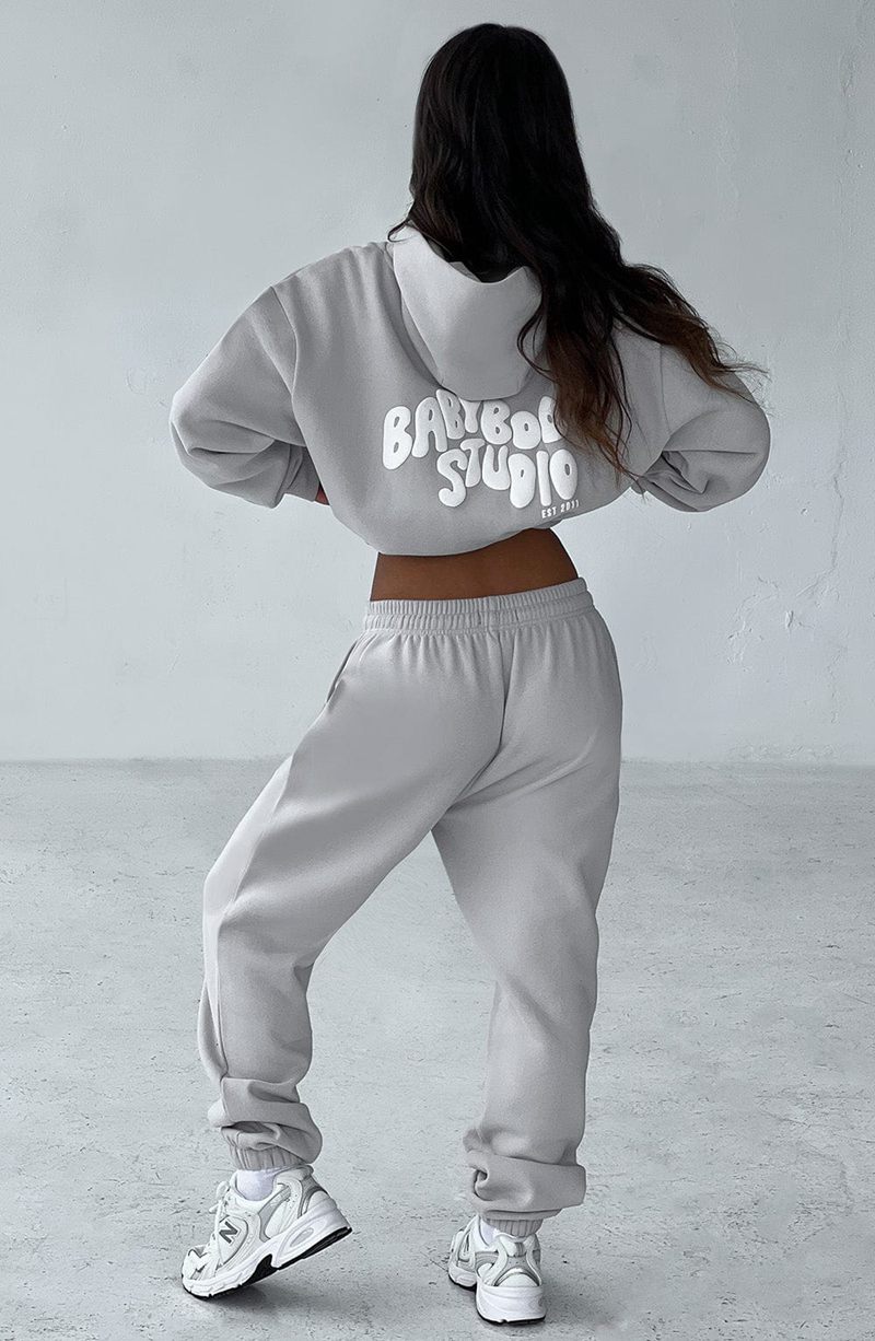 Babyboo Studio Sweatpants Light Grey White USA | 097-IRLMAE