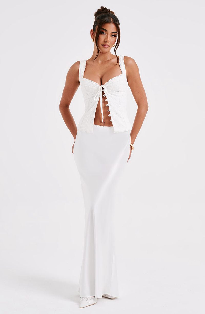 Babyboo Sydney Maxi Skirt White USA | 129-KOMJQL