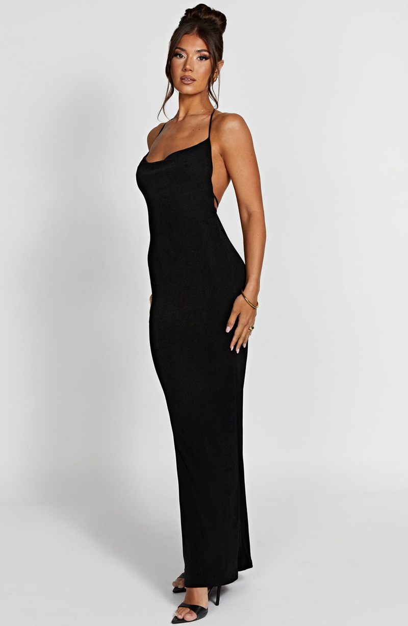 Babyboo Talisa Maxi Dress Black USA | 852-OFUNYA