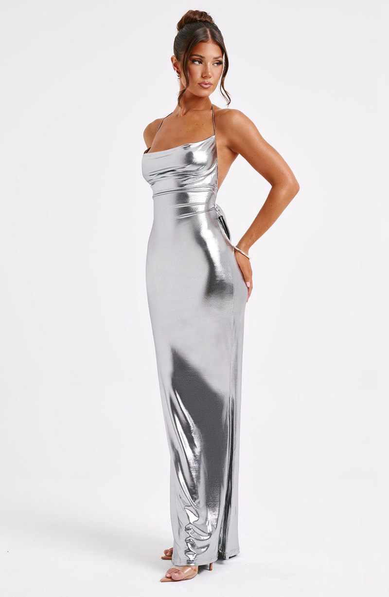 Babyboo Talisa Maxi Dress Gunmetal USA | 634-ZMAYPK