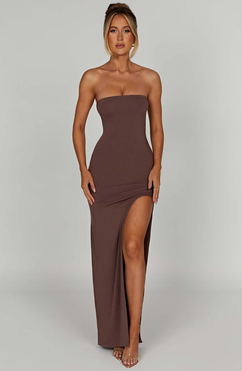 Babyboo Teyana Maxi Dress Chocolate USA | 048-RTNVSC