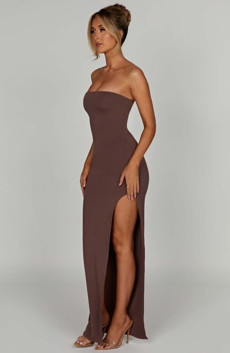 Babyboo Teyana Maxi Dress Chocolate USA | 048-RTNVSC