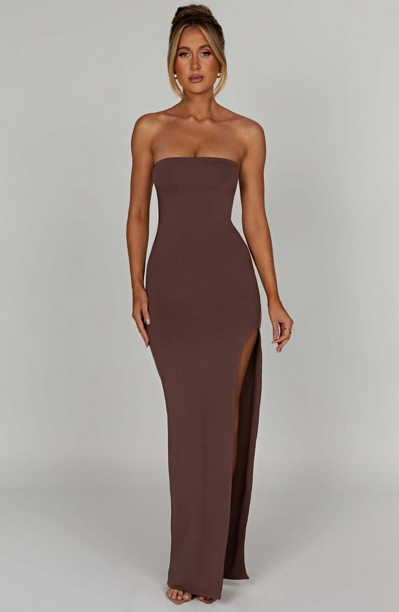 Babyboo Teyana Maxi Dress Chocolate USA | 048-RTNVSC